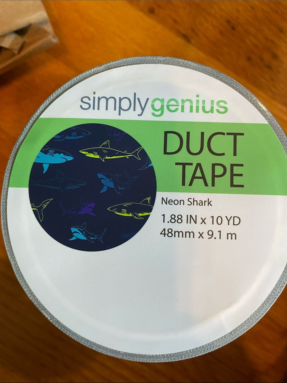 simply genius Neon Shark Duct Tape — Navy with Neon Sharks